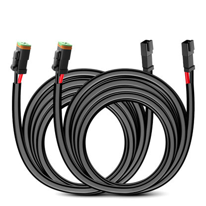 Picture of Nilight 2PCS 16AWG 10 Feet Wiring Harness Extension Kit, Extended Plug and Play 2-pin Socket DT Connector Wire Cord for Offroad LED Light Bar Work Light Led Pod Driving Fog Boat Light