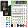 Picture of 20 Pcs Guitar Fingertip Protectors Guitar Finger Guards Protection Guitar Silicone Covers Caps for Guitar Bass Ukulele With 2 Pcs Guitar Fretboard Stickers And Guitar chord Chart