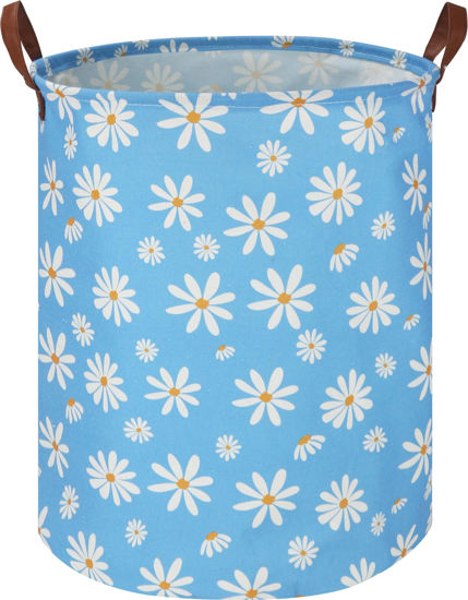 Picture of NTAOHAMPER Kids Laundry Hamper,Blue Laundry Basket,Baby Nursery Hamper,Waterproof Toys Storage Bin,Clothes Organizer,Gift Basket,Room Decor(Daisy)