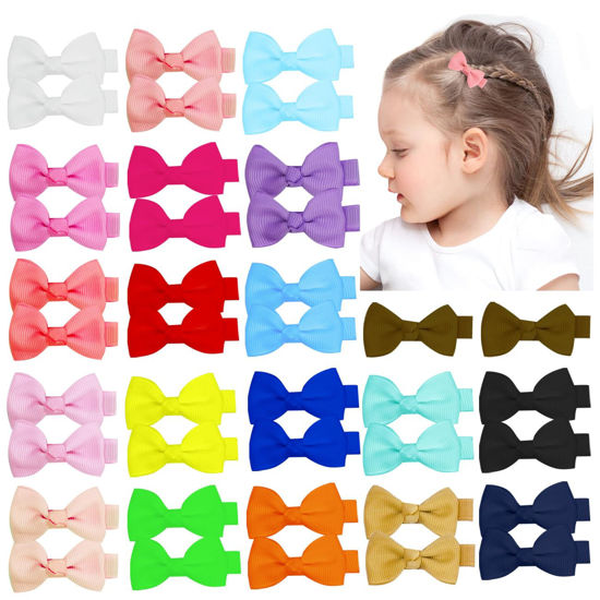 Picture of JUCCPUL Baby Hair Bows Clips for Girls 2" Baby Girls Bows Fully Lined Hair Clips Grosgrain Ribbon Alligator Clips Bows for Baby Girls Infants Toddlers 40pcs