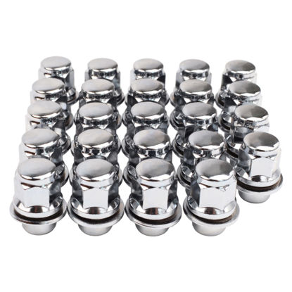 Picture of M12x1.5 Lug Nuts with Mag Flat Seat 24 pcs 13/16" 21mm Hex 1.46x1.18 Chrome Wheel Lug Nut Compatible with Tacoma 4Runner FJ Cruiser Corolla