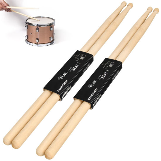 Picture of 2/4/6/12 Pairs Drum Sticks, 5A Drum Sticks, Oval Wood Tip Drum Stick for Drums, Non-slip Drum Stick for Jazz Drum Electronic Drums Musical Instrument Percussion (5A, 2 Pairs)