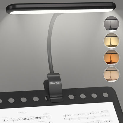 Picture of iGoober 28 LED Music Stand Light, Clip on Piano Lights, Eye Caring & Blue Light Blocking, USB-C Rechargeable, 4 Color x 3 Brightness, Perfect for Musician, Piano, Keyboard, Orchestra