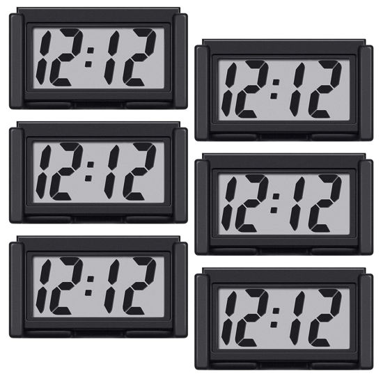 Picture of Shudyear Small Digital Clock， with Jumbo LCD Time & Day Display，Mini Automotive Small Digital Clock Battery Operated for Desktop Nightstand Pocket Car Truck Dashboard & Air Vent (6, Black)