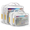 Picture of holay 4 Packs PVC Zippered Blocks Set, Toy, Clay, Board game Storage Organizer Case (Name Tag, Manual Pocket) (White, Small, Large)