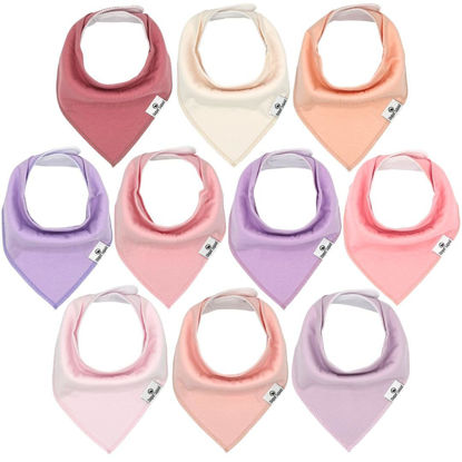 Picture of DiaperSquad's 10-Pack Baby Bibs for Drooling and Teething, Bibs for Boys, Baby Girl - Solid Cotton Baby Drool Bibs (Girly Solids)