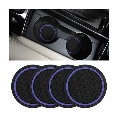 Picture of Mandark 4PCS Car Cup Holder Coasters, 2.75 Inch Non-Slip Insert Water Bottle Holder Pads, Dustproof Automotive Interior Accessories Mat, Universal for Vehicles, Trucks, RVs and More (Black/Purple)