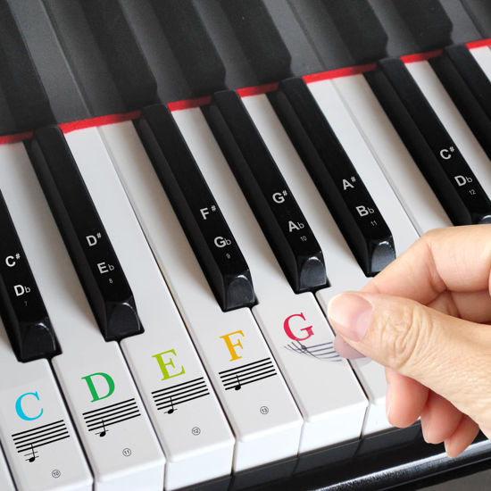 Picture of Piano Stickers Keyboard Key Note: Removable Piano Keyboard Note Labels - Piano Keyboard Note Stickers for Beginners