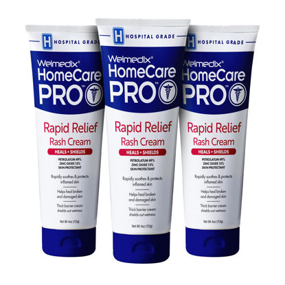 Picture of Welmedix Rapid Relief Diaper Rash Cream with Zinc Oxide, Hospital Grade Barrier Cream for Adults, and Babies with Fragile or Sensitive Skin (4oz Tube, Pack of 3)