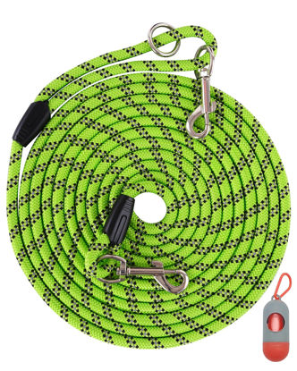 Picture of 100FT Extra Long Dog Leash for Dog Training, Reflective Threads Check Cord Dog Leash, Heavy Duty Dog Lead for Large Medium Small Dogs Outside Walking, Playing, Camping, or Yard