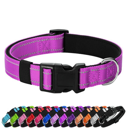 Picture of PenSeepet Reflective Dog Collar Padded with Soft Neoprene Breathable Quick Release Basic Dog Collars for Medium Large Dogs Dark Magenta