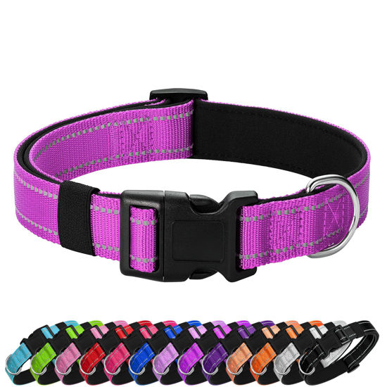 Picture of PenSeepet Reflective Dog Collar Padded with Soft Neoprene Breathable Quick Release Basic Dog Collars for Medium Large Dogs Dark Magenta
