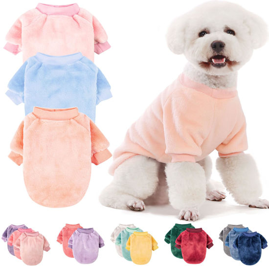Picture of Dog Sweater, Pack of 2 or 3, Dog Clothes, Dog Coat, Dog Jacket for Small or Medium Dogs Boy or Girl, Ultra Soft and Warm Cat Pet Sweaters (Ballet Pink,SkyBlue,Peach, X-Large)