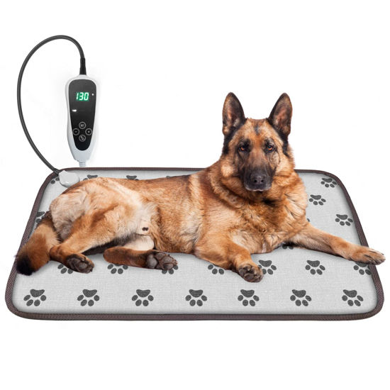 Picture of GOLOPET Large Dog Heating Pad 34x21in Waterproof Pet Heating Pad for Dogs Smart Thermostat Switch, Whelping Supplies Heated Dog Bed,Adding Wire Rope Wires Puppy Heating Pad Mat-Whelping Box for Dogs