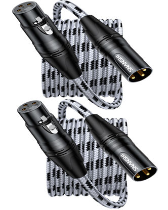 Picture of SNANSHI XLR Cables, 25ft 2-Pack - Balanced XLR Microphone Cable with Oxygen-Free Copper, Dual Shielding, Gold-Plated Connectors, and Nylon Braided Jacket for Mics, Mixers, and Audio Interfaces