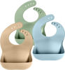 Picture of Cuddle Campus Set of 3 Silicone Bibs for Babies & Toddlers,Soft Adjustable Bibs with Pocket Food Catcher for Baby Girl,Boy