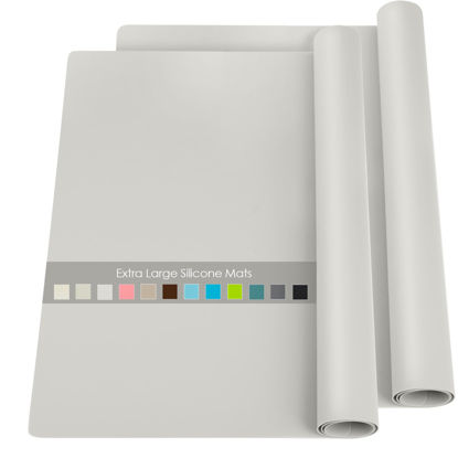 Picture of 2 Pack Extra Large Silicone Mats for Countertop - Counter Table Protector Placemats for Baking Crafts, Light Gray Kids Dinner Placemat Nonstick Nonskid Heat-Resistant Kitchen Pad, 23.6'' x 15.6''