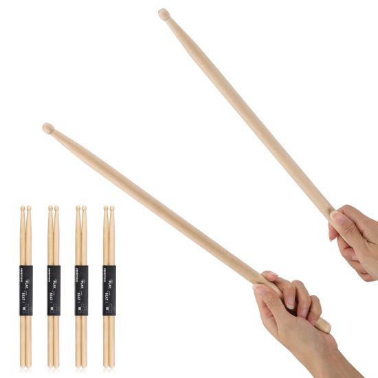 Picture of 4 Pairs Drum sticks 5A Maple Wood Tip Drumstick for Adults Kids Beginners Practice