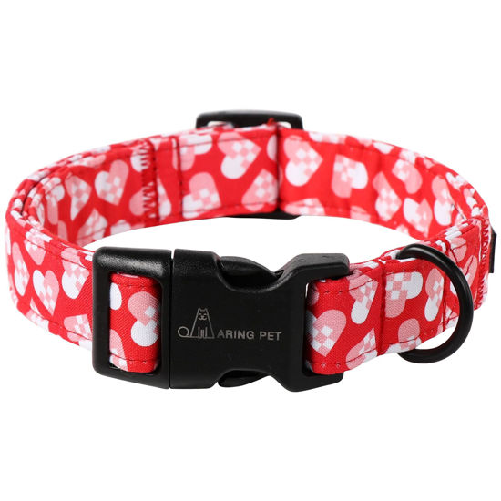 Picture of ARING PET Valentine's Day Dog Collar-Cotton Heart Dog Collars, Adjustable Valentine Heart Pet Collars Puppy Collar with Quick Release Buckle for Girl&Boy Dogs
