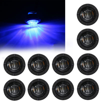 Picture of FXC 10x 3/4" Round LED Clearence Light Front Rear Side Marker Indicators Light for Truck Car Bus Trailer Van Caravan Boat, Taillight Brake Stop Lamp (12V,Bluesmoked)