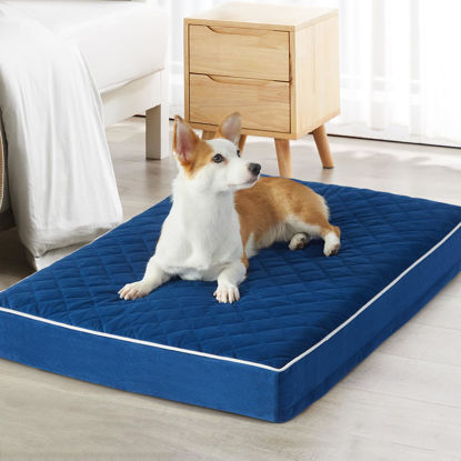 Picture of WNPETHOME Orthopedic Dog Beds for Large Dogs, Extra Large Waterproof Dog Bed with Removable Washable Cover & Anti-Slip Bottom, Egg Crate Foam Pet Bed Mat, Multi-Needle Quilting XL Dog Crate Bed