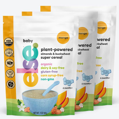 Picture of Else Nutrition Super Cereal For Babies 6 mo+, Made With Real Whole Plants for a Nutritionally Balanced meal, with gluten free carbs and plant protein (Mango, 3 Pack)
