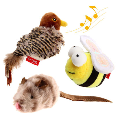 Picture of Gigwi Interactive Cat Toys Animal Sound Bird/Mouse/Bee Interactive Squeaking Cat Toys Melody Chaser & Toys for Cats to Play Alone, Play and Squeak Kitten Toys for Boredom