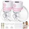 Picture of TSRETE Double Wearable Breast Pump, Electric Hands-Free Breast Pumps with 2 Modes, 9 Levels, LCD Display, Memory Function Rechargeable Milk Extractor-24mm Flange, Pink