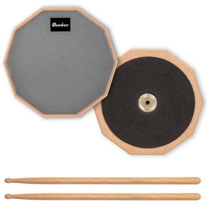 Picture of Deekec Practice Pad 8 Inches, Silent Practice Drum Pad 2-Sided With Drum Sticks (Grey)