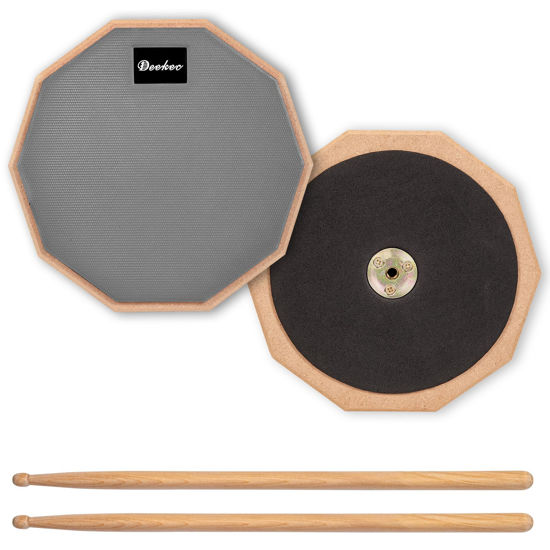 Picture of Deekec Practice Pad 8 Inches, Silent Practice Drum Pad 2-Sided With Drum Sticks (Grey)