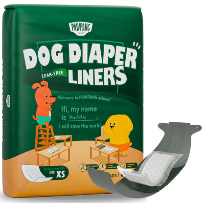 Picture of PAWPANG Disposable Dog Diaper Liners Booster Pads for Male & Female Dogs, 100ct, 4 Sizes Options, Doggie Diaper Inserts fit Most Types of Dog Diapers - Pet Belly Bands & Male Wraps (X-Small (100 ct))