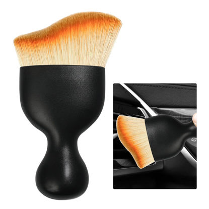 Picture of Ziciner Car Detailing Brush, Curved Soft Bristles Auto Removal Dust Collectors, Universal Vehicle Dashboard, Air Conditioner Vents etc Interior Cleaning Tool Accessories (Yellow)