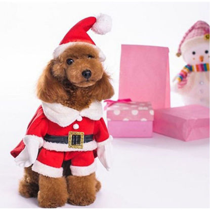 Picture of NACOCO Pet Christmas Costumes Dog Suit with Cap Santa Claus Suit Dog Hoodies Cat Xmas Costumes (Red, M)
