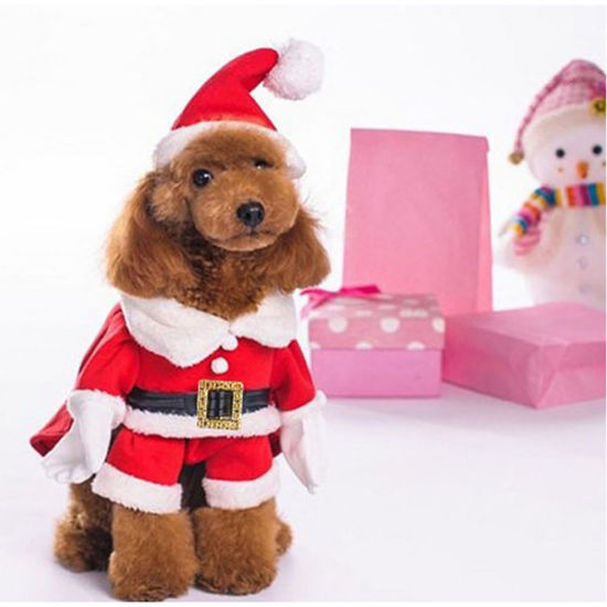 Picture of NACOCO Pet Christmas Costumes Dog Suit with Cap Santa Claus Suit Dog Hoodies Cat Xmas Costumes (Red, M)