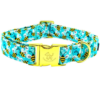 Picture of Elegant little tail Dog Collar, Summer Pet Collar Dog Durable Bees Print Dog Collars Girl or Boy Soft Pet Gift Adjustable Dog Collar for Small Medium Large Dogs