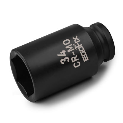 Picture of EGOFIX 1/2" Drive Deep Impact Socket, 34mm Metric Socket, Axle Nut Socket CR-MO 6 Point for Easy Removal of Axle Shaft Nuts