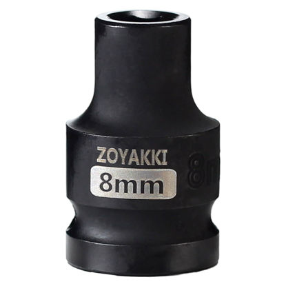 Picture of ZOYAKKI Shallow Impact Socket, SAE, 1/2 Inch Drive, 6 Point, Metric x 8 mm
