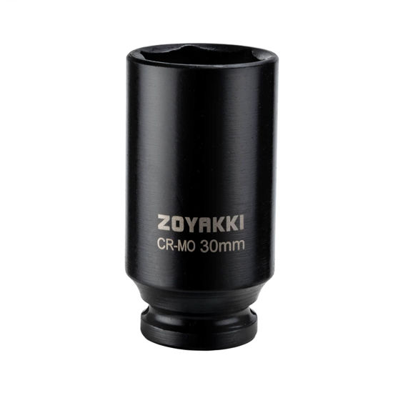 Picture of ZOYAKKI 1/2" Drive x 30 mm Deep 6 PT Impact Socket, CR-MO, 1/2-inch Drive 6 Point Axle Nut Socket for Easy Removal of Axle Shaft Nuts (30MM)