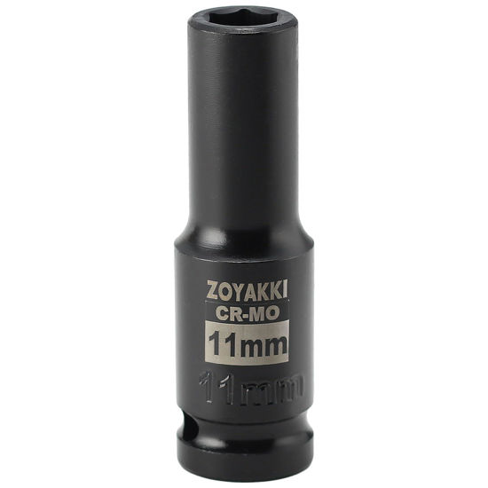 Picture of ZOYAKKI 1/2" Drive x 11 mm Deep 6 PT Impact Socket, CR-MO, 1/2-inch Drive 6 Point Axle Nut Socket for Easy Removal of Axle Shaft Nuts (11MM)