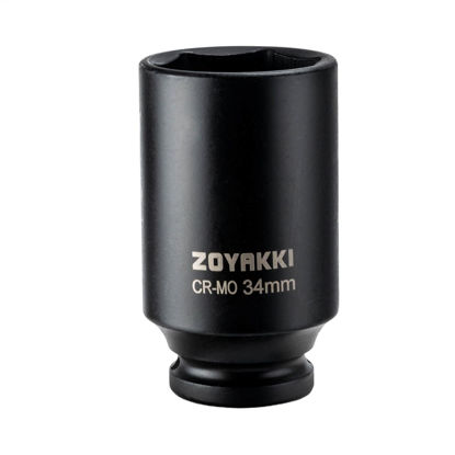 Picture of ZOYAKKI 1/2" Drive x 34 mm Deep 6 PT Impact Socket, CR-MO, 1/2-inch Drive 6 Point Axle Nut Socket for Easy Removal of Axle Shaft Nuts (34MM)