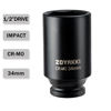 Picture of ZOYAKKI 1/2" Drive x 34 mm Deep 6 PT Impact Socket, CR-MO, 1/2-inch Drive 6 Point Axle Nut Socket for Easy Removal of Axle Shaft Nuts (34MM)