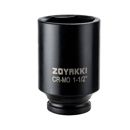 Picture of ZOYAKKI 6-Point 1/2-Inch Drive Deep Impact Socket- 1-1/2" (SAE), CR-MO, 1/2-inch Drive 6 Point Axle Nut Socket for Easy Removal of Axle Shaft Nuts (1-1/2")