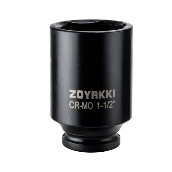 Picture of ZOYAKKI 6-Point 1/2-Inch Drive Deep Impact Socket- 1-1/2" (SAE), CR-MO, 1/2-inch Drive 6 Point Axle Nut Socket for Easy Removal of Axle Shaft Nuts (1-1/2")