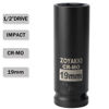 Picture of ZOYAKKI 1/2" Drive x 19 mm Deep 6 PT Impact Socket, CR-MO, 1/2-inch Drive 6 Point Axle Nut Socket for Easy Removal of Axle Shaft Nuts (19MM)