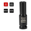 Picture of ZOYAKKI 1/2" Drive x 12 mm Deep 6 PT Impact Socket, CR-MO, 1/2-inch Drive 6 Point Axle Nut Socket for Easy Removal of Axle Shaft Nuts (12MM)