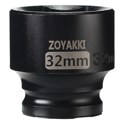 Picture of ZOYAKKI Shallow Impact Socket, SAE, 1/2 Inch Drive, 6 Point, Metric x 32 mm