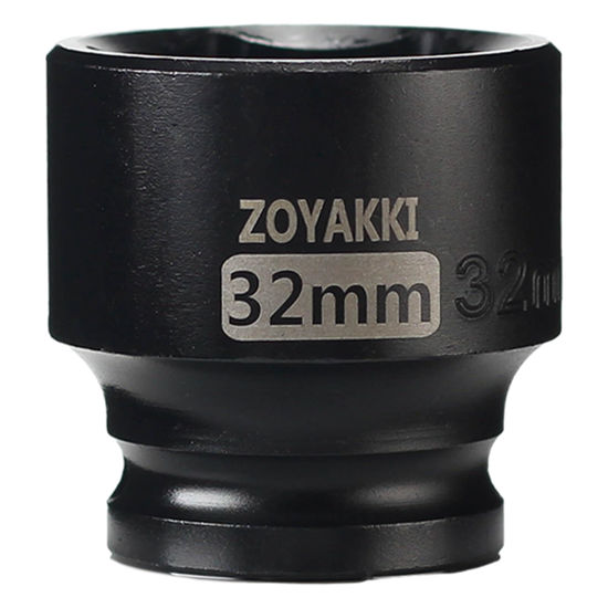 Picture of ZOYAKKI Shallow Impact Socket, SAE, 1/2 Inch Drive, 6 Point, Metric x 32 mm