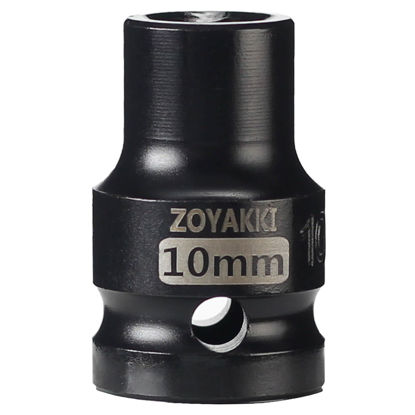 Picture of ZOYAKKI Shallow Impact Socket, SAE, 1/2 Inch Drive, 6 Point, Metric x 10 mm