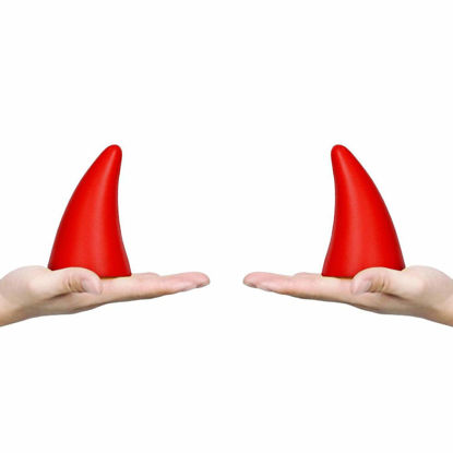 Picture of FOLCONROAD Car Auto Truck Elasticity 3D Devil Horns Sticker Bumper Decor Anti Collision [RED] 2Pcs/Set[US Warehouse] Halloween Christmas Gift (Red)