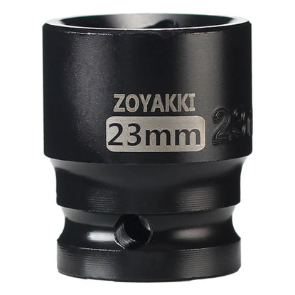Picture of ZOYAKKI Shallow Impact Socket, SAE, 1/2 Inch Drive, 6 Point, Metric x 23 mm